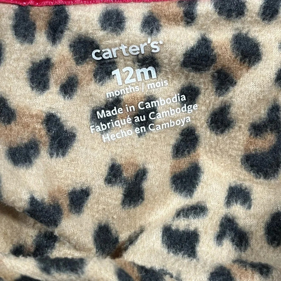 4/$20 Carter’s Fleece Cheetah Print  Sleeper/Footie - Picture 4 of 4